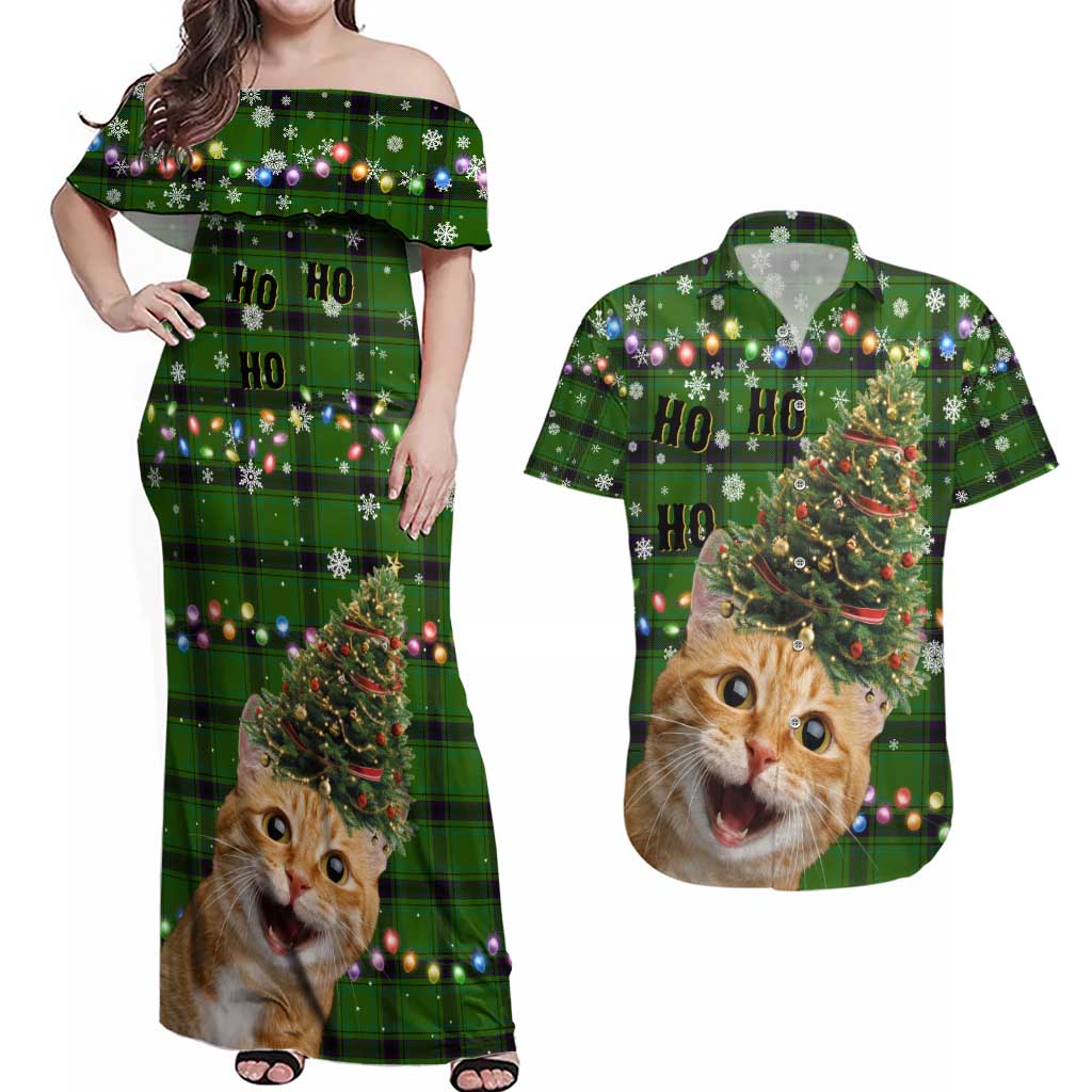 Cat Christmas Tree Couples Matching Off Shoulder Maxi Dress and Hawaiian Shirt Xmas Holiday Patterns - Wonder Print Shop