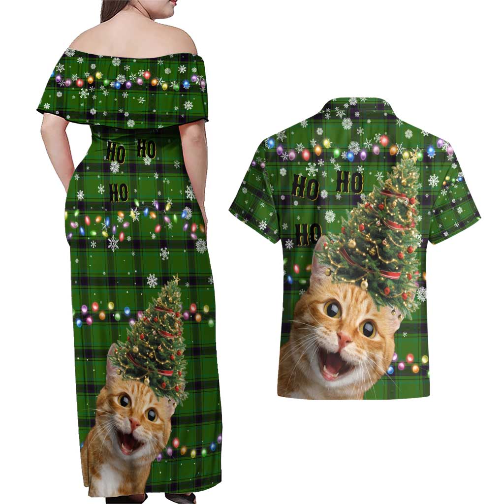 Cat Christmas Tree Couples Matching Off Shoulder Maxi Dress and Hawaiian Shirt Xmas Holiday Patterns - Wonder Print Shop