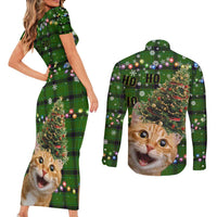 Cat Christmas Tree Couples Matching Short Sleeve Bodycon Dress and Long Sleeve Button Shirt Xmas Holiday Patterns - Wonder Print Shop