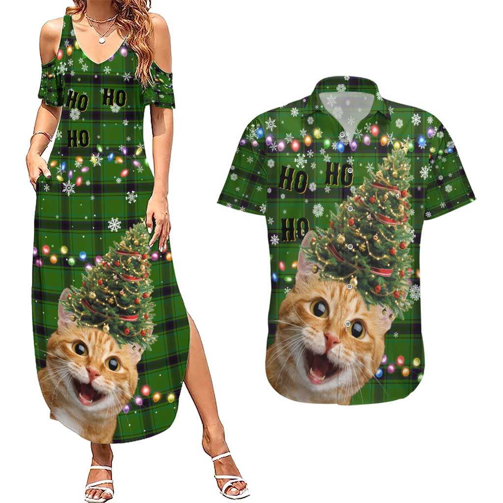 Cat Christmas Tree Couples Matching Summer Maxi Dress and Hawaiian Shirt Xmas Holiday Patterns - Wonder Print Shop