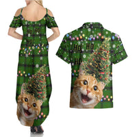 Cat Christmas Tree Couples Matching Summer Maxi Dress and Hawaiian Shirt Xmas Holiday Patterns - Wonder Print Shop