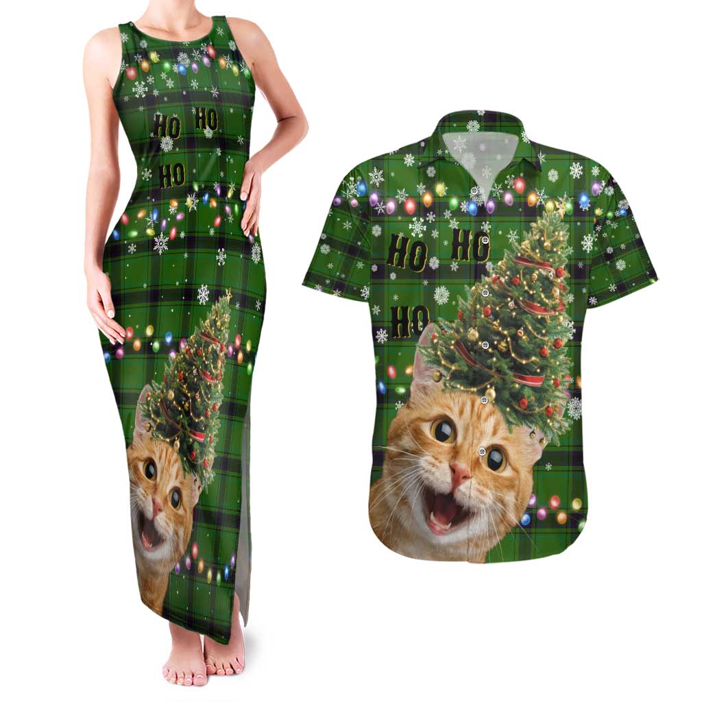 Cat Christmas Tree Couples Matching Tank Maxi Dress and Hawaiian Shirt Xmas Holiday Patterns - Wonder Print Shop