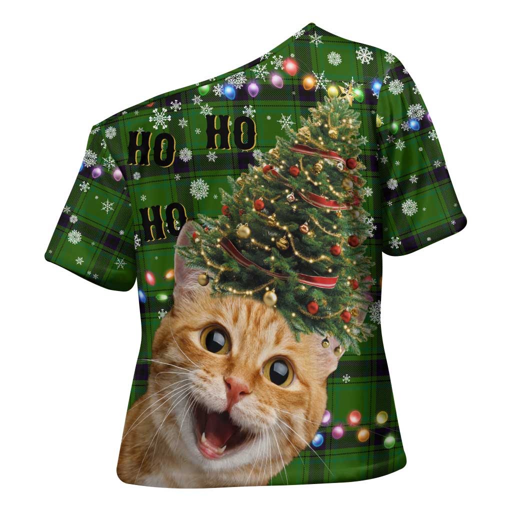 Cat Christmas Tree Cross Shoulder Shirt Xmas Holiday Patterns - Wonder Print Shop