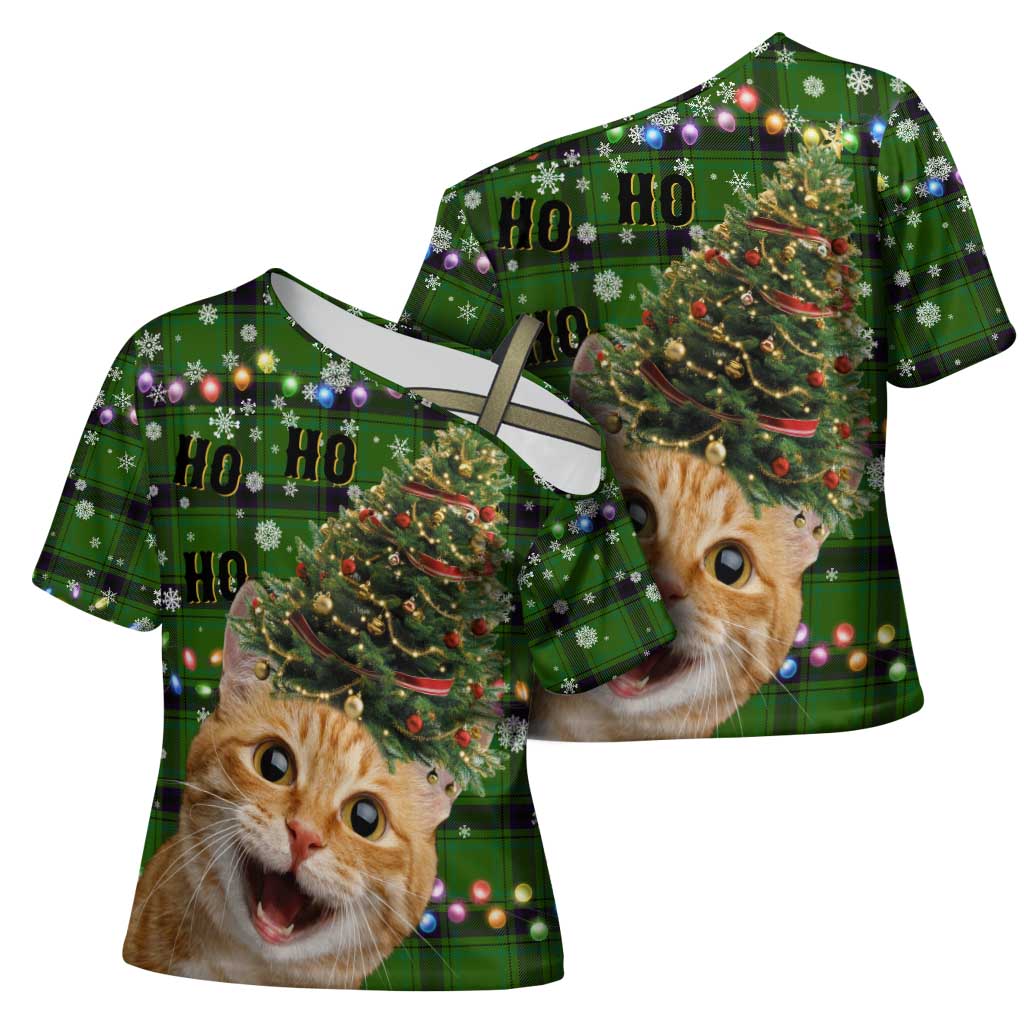 Cat Christmas Tree Cross Shoulder Shirt Xmas Holiday Patterns - Wonder Print Shop