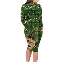 Cat Christmas Tree Family Matching Long Sleeve Bodycon Dress and Hawaiian Shirt Xmas Holiday Patterns - Wonder Print Shop
