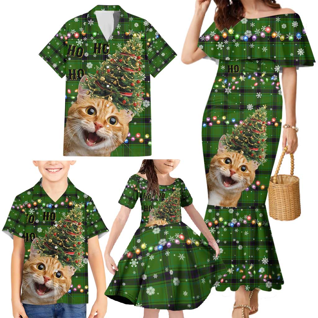 Cat Christmas Tree Family Matching Mermaid Dress and Hawaiian Shirt Xmas Holiday Patterns - Wonder Print Shop