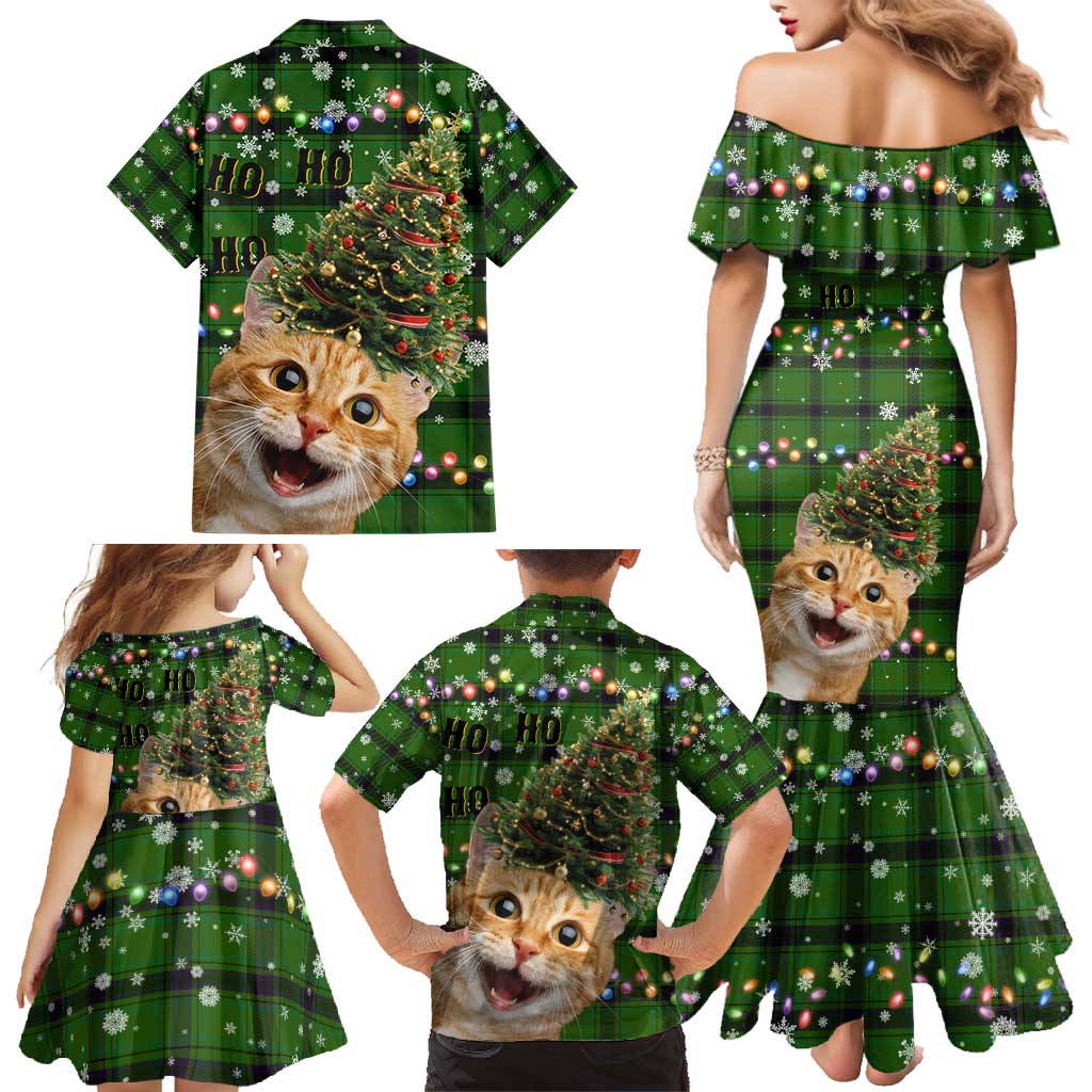 Cat Christmas Tree Family Matching Mermaid Dress and Hawaiian Shirt Xmas Holiday Patterns - Wonder Print Shop
