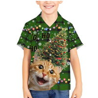 Cat Christmas Tree Family Matching Mermaid Dress and Hawaiian Shirt Xmas Holiday Patterns - Wonder Print Shop