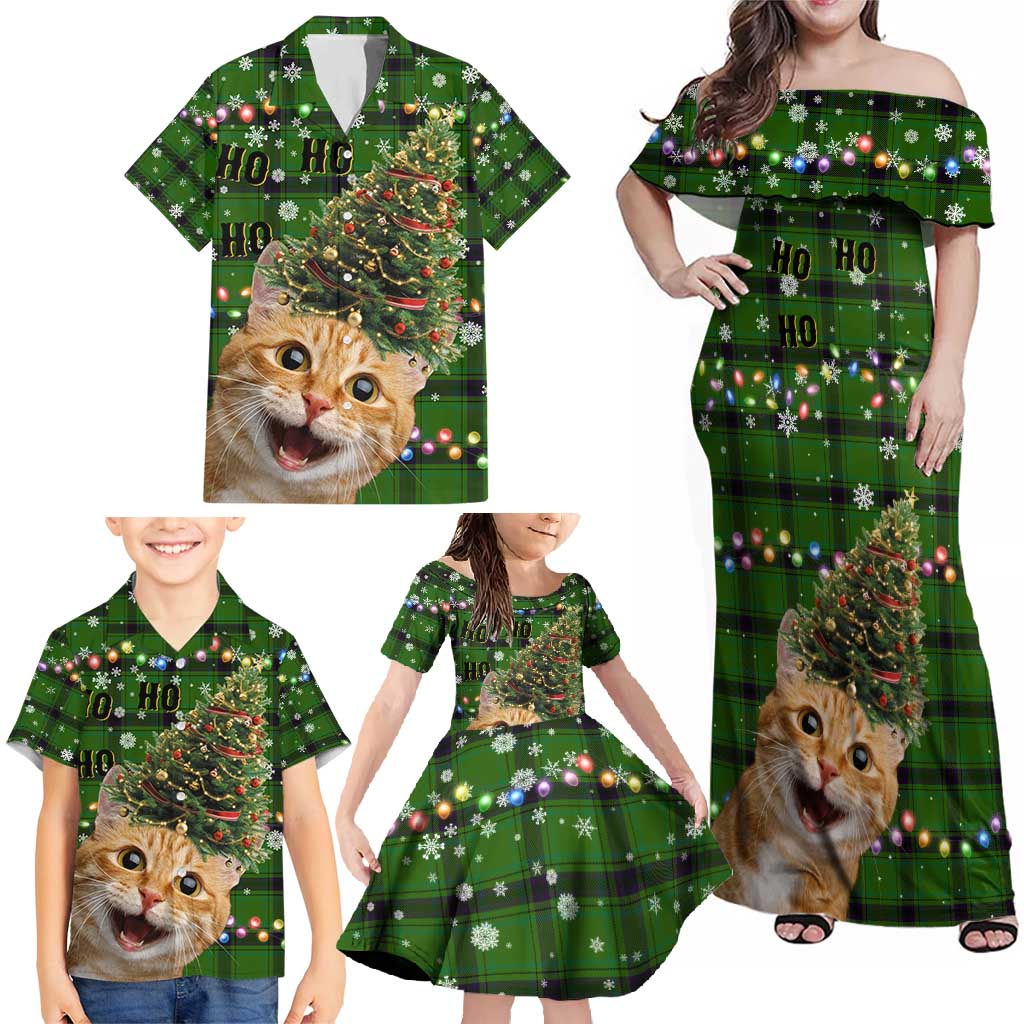 Cat Christmas Tree Family Matching Off Shoulder Maxi Dress and Hawaiian Shirt Xmas Holiday Patterns - Wonder Print Shop