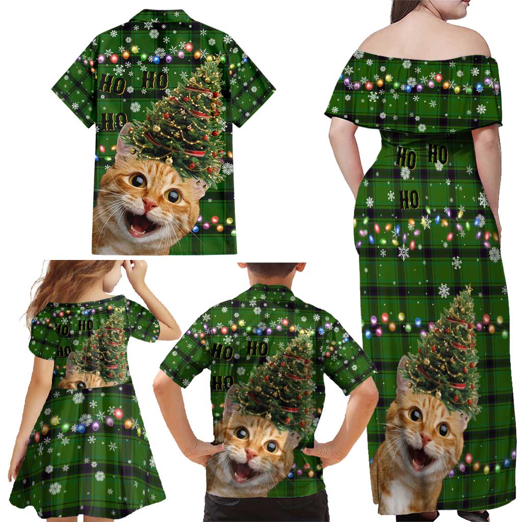 Cat Christmas Tree Family Matching Off Shoulder Maxi Dress and Hawaiian Shirt Xmas Holiday Patterns - Wonder Print Shop
