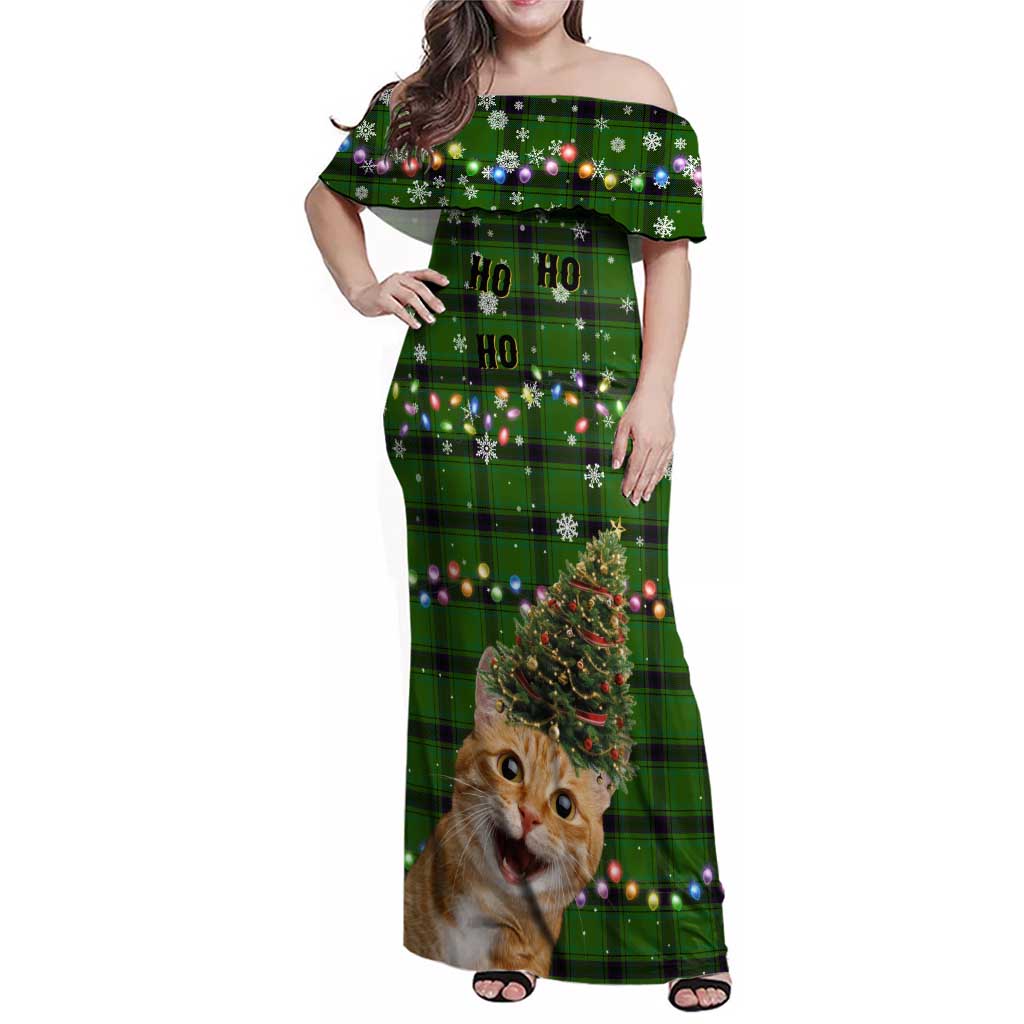 Cat Christmas Tree Family Matching Off Shoulder Maxi Dress and Hawaiian Shirt Xmas Holiday Patterns - Wonder Print Shop
