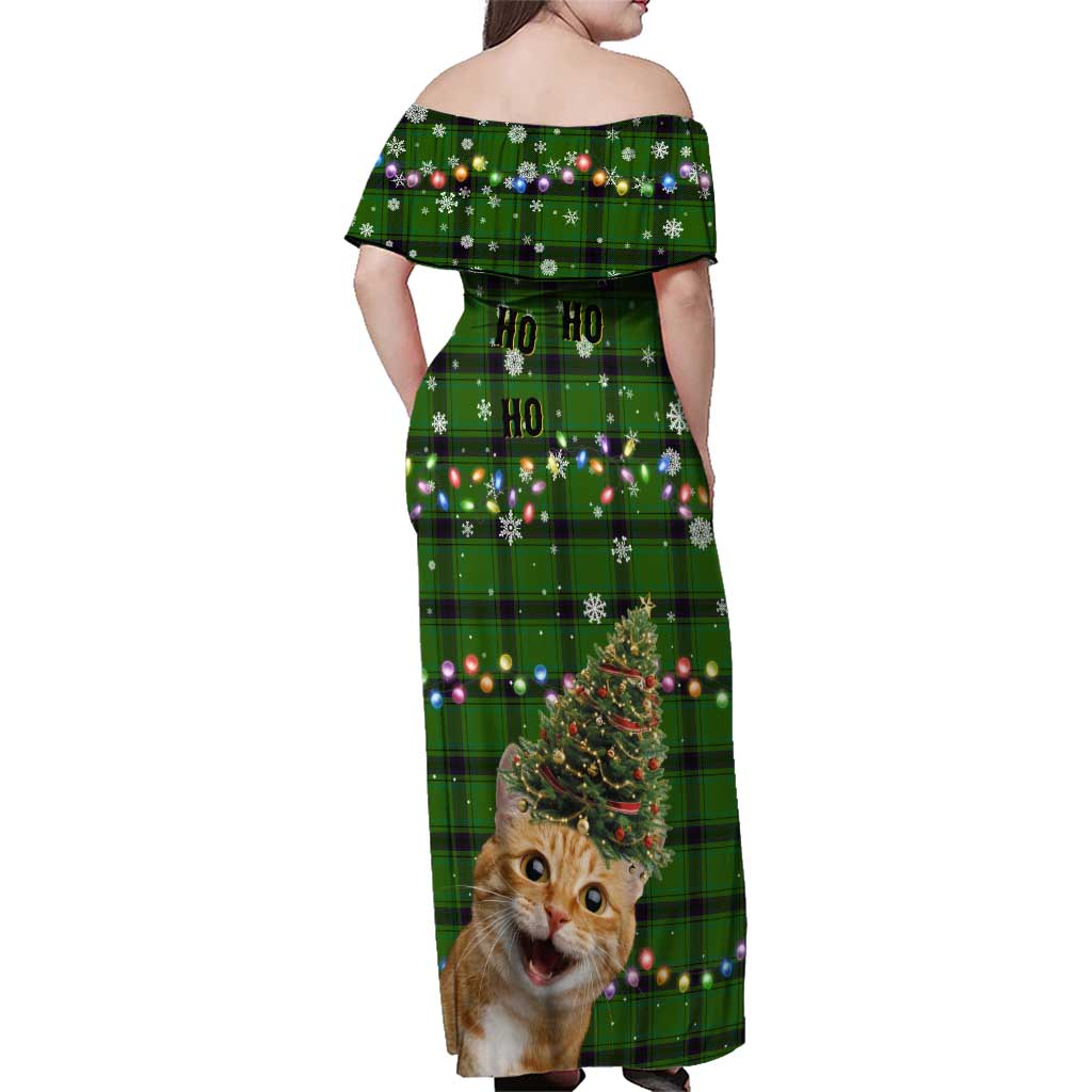 Cat Christmas Tree Family Matching Off Shoulder Maxi Dress and Hawaiian Shirt Xmas Holiday Patterns - Wonder Print Shop