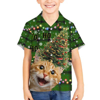 Cat Christmas Tree Family Matching Off Shoulder Maxi Dress and Hawaiian Shirt Xmas Holiday Patterns - Wonder Print Shop
