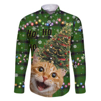 Cat Christmas Tree Family Matching Off Shoulder Short Dress and Hawaiian Shirt Xmas Holiday Patterns - Wonder Print Shop