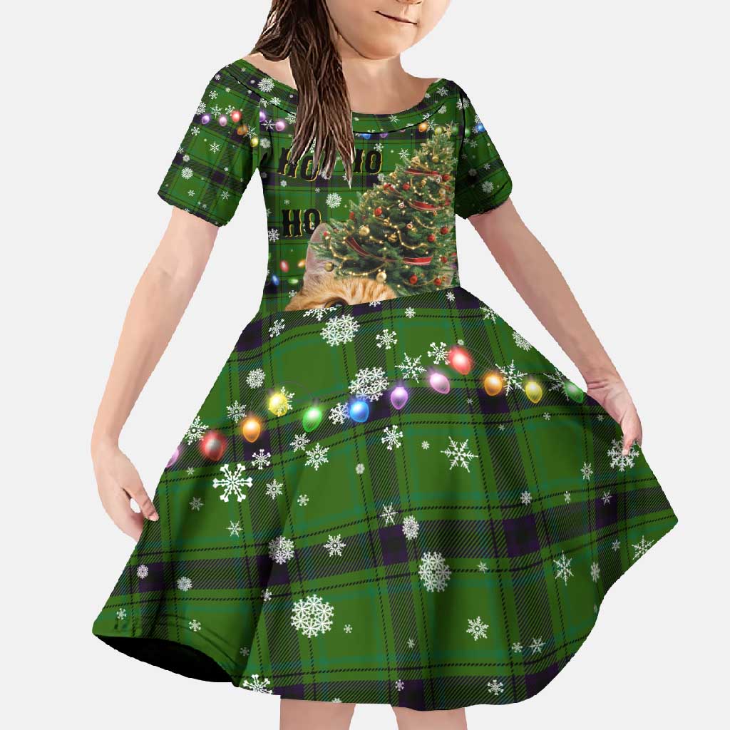 Cat Christmas Tree Family Matching Short Sleeve Bodycon Dress and Hawaiian Shirt Xmas Holiday Patterns - Wonder Print Shop