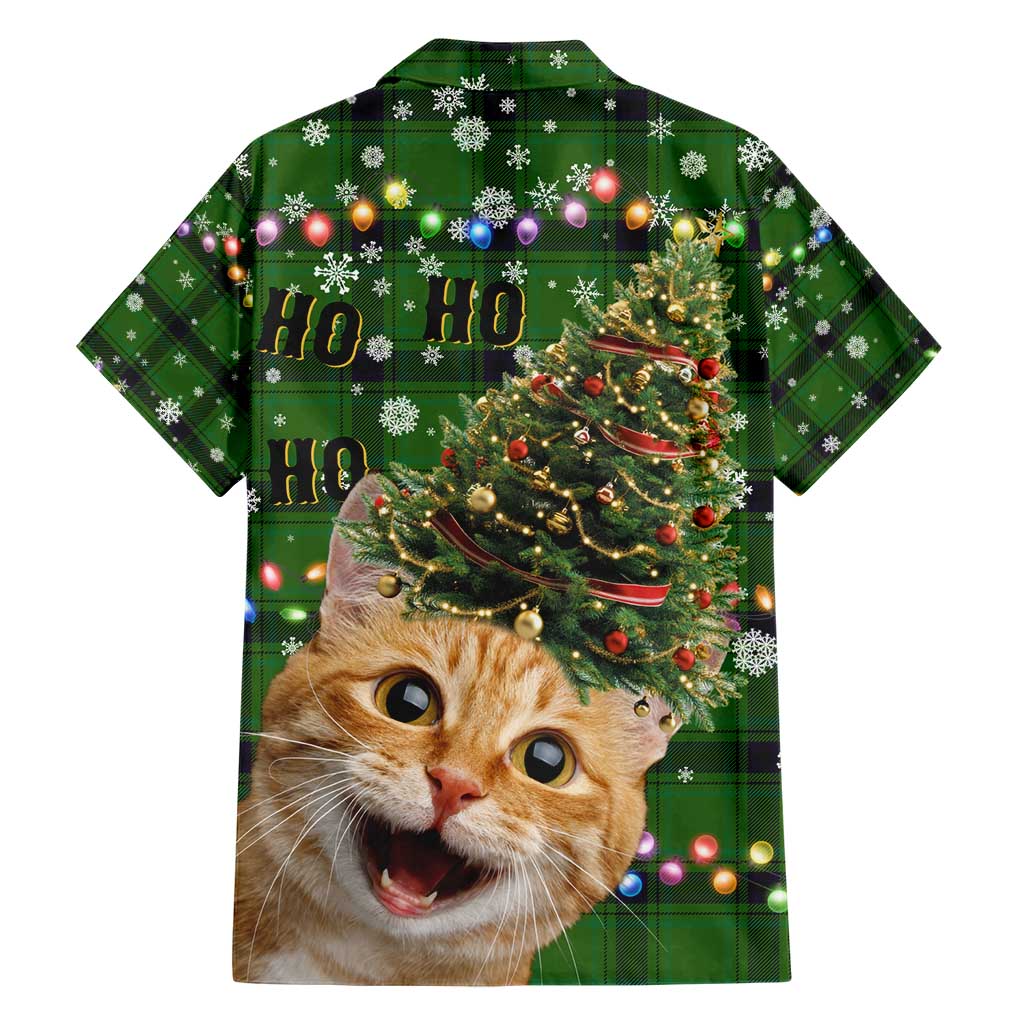 Cat Christmas Tree Family Matching Short Sleeve Bodycon Dress and Hawaiian Shirt Xmas Holiday Patterns - Wonder Print Shop