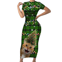 Cat Christmas Tree Family Matching Short Sleeve Bodycon Dress and Hawaiian Shirt Xmas Holiday Patterns - Wonder Print Shop