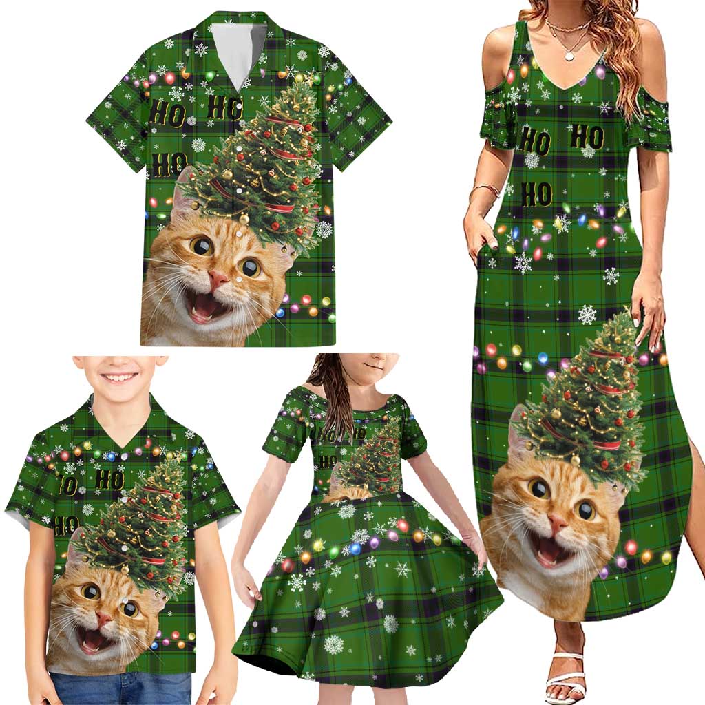 Cat Christmas Tree Family Matching Summer Maxi Dress and Hawaiian Shirt Xmas Holiday Patterns - Wonder Print Shop
