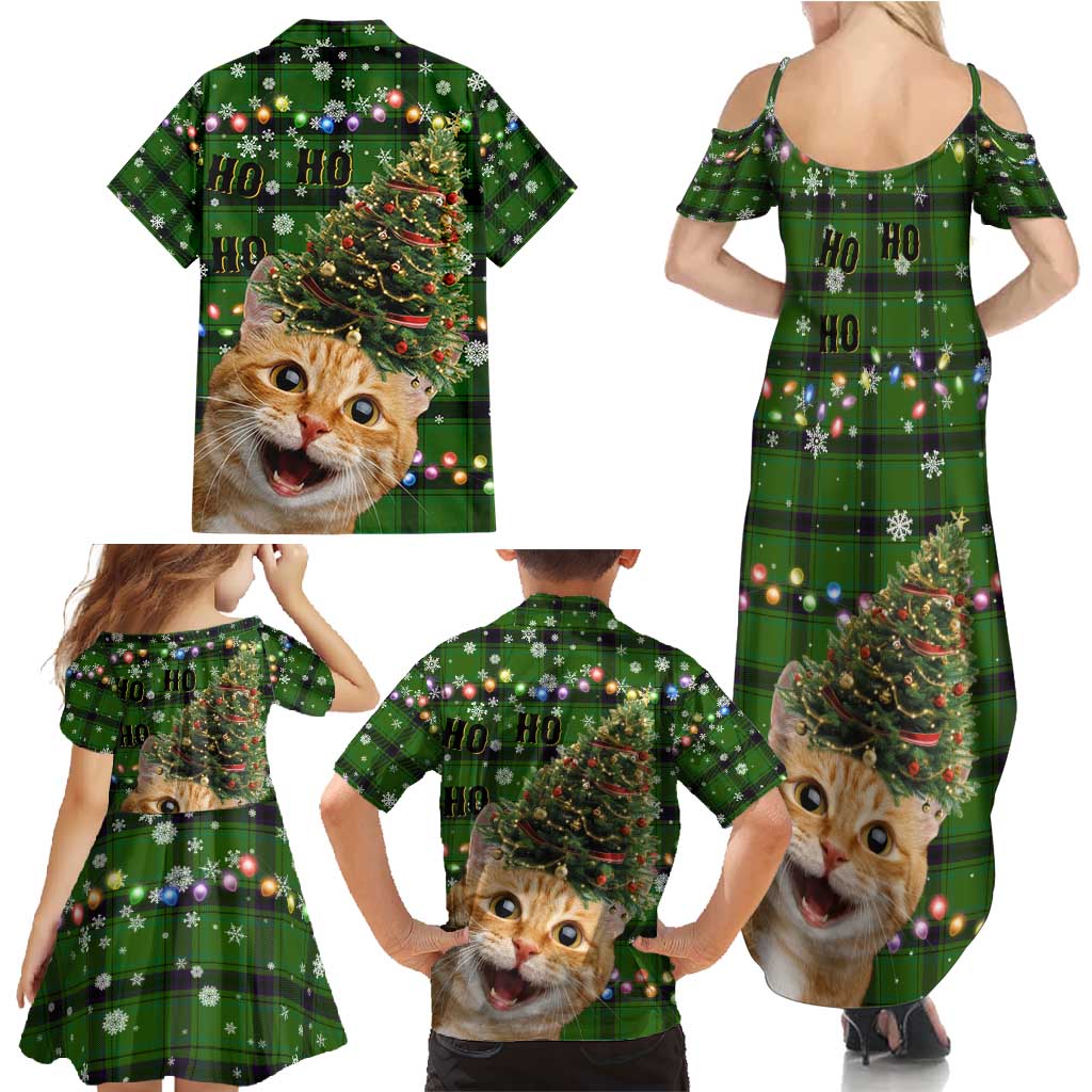 Cat Christmas Tree Family Matching Summer Maxi Dress and Hawaiian Shirt Xmas Holiday Patterns - Wonder Print Shop
