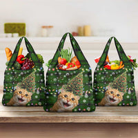 Cat Christmas Tree Grocery Bag Xmas Holiday Patterns - Wonder Print Shop