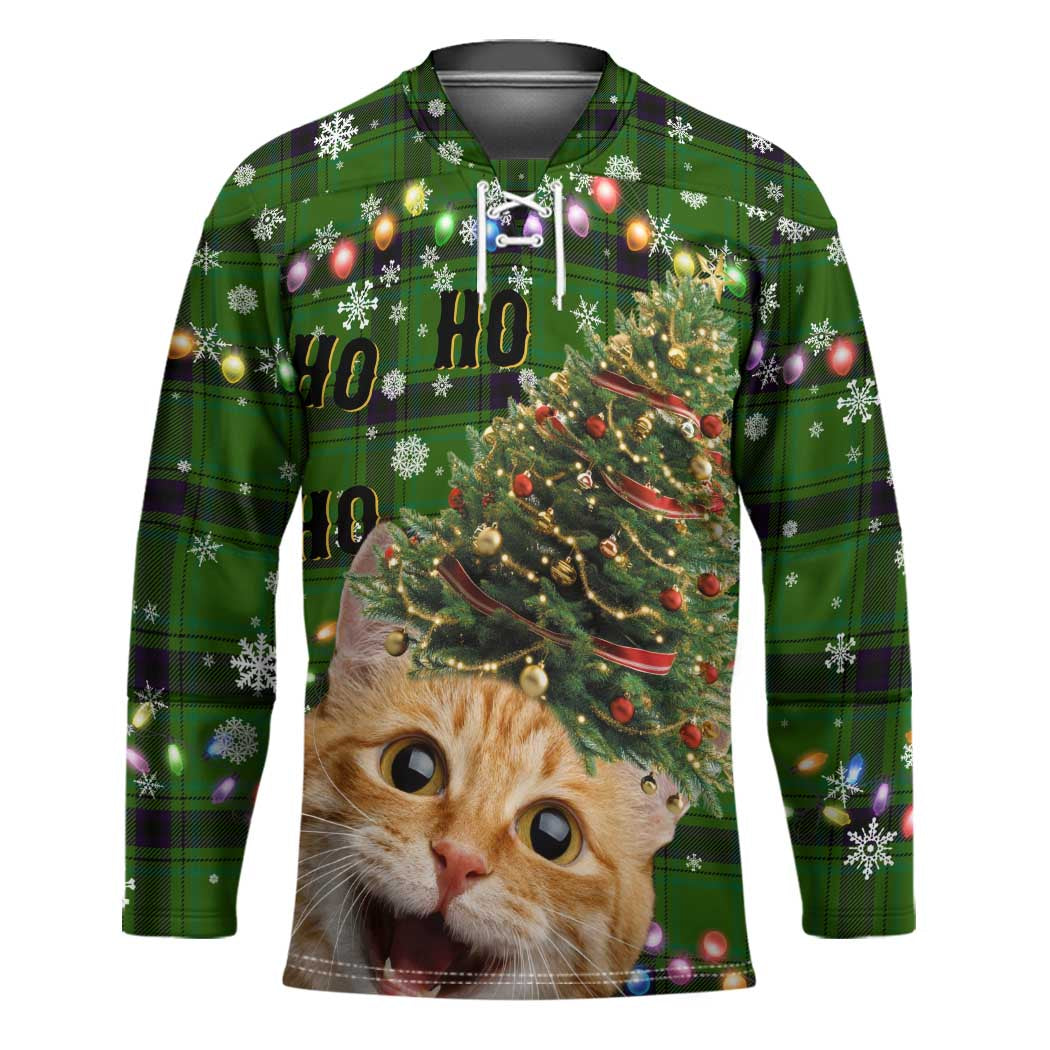 Cat Christmas Tree Hockey Jersey Xmas Holiday Patterns - Wonder Print Shop