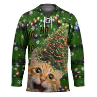 Cat Christmas Tree Hockey Jersey Xmas Holiday Patterns - Wonder Print Shop