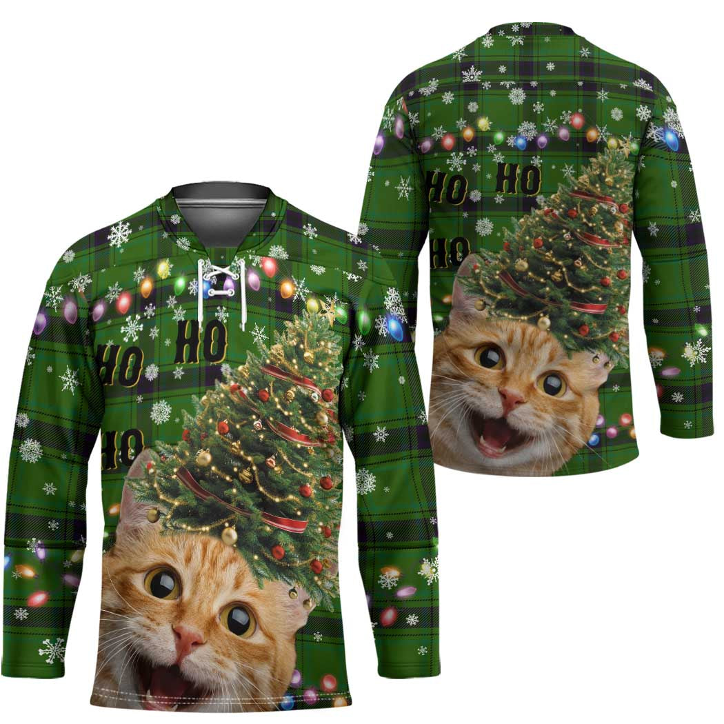 Cat Christmas Tree Hockey Jersey Xmas Holiday Patterns - Wonder Print Shop