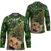 Cat Christmas Tree Hockey Jersey Xmas Holiday Patterns - Wonder Print Shop
