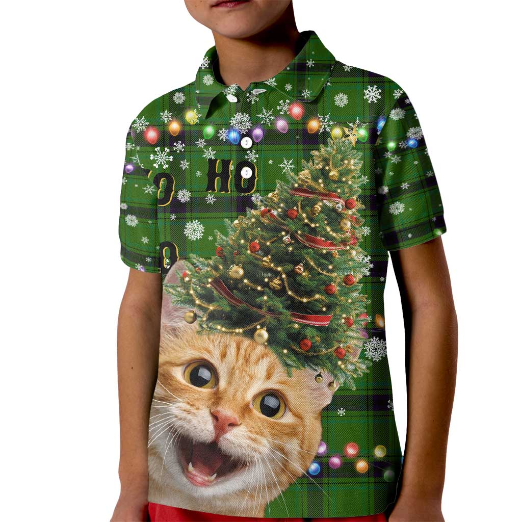 Cat Christmas Tree Kid Polo Shirt Xmas Holiday Patterns - Wonder Print Shop