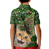 Cat Christmas Tree Kid Polo Shirt Xmas Holiday Patterns - Wonder Print Shop