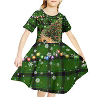 Cat Christmas Tree Kid Short Sleeve Dress Xmas Holiday Patterns - Wonder Print Shop
