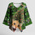 Cat Christmas Tree Kimono Sleeve Blouse Xmas Holiday Patterns - Wonder Print Shop
