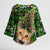 Cat Christmas Tree Kimono Sleeve Blouse Xmas Holiday Patterns - Wonder Print Shop