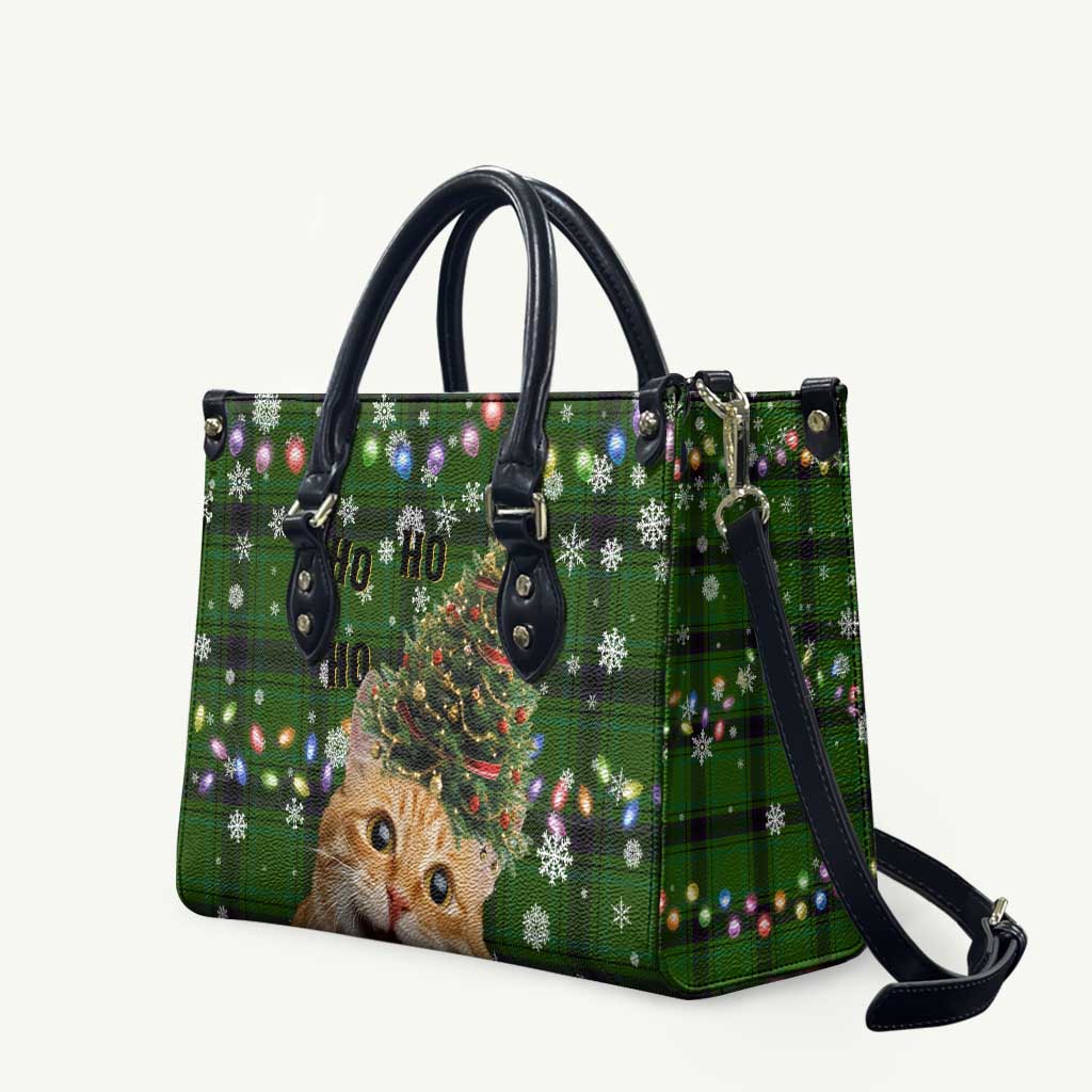 Cat Christmas Tree Leather Bag Xmas Holiday Patterns - Wonder Print Shop