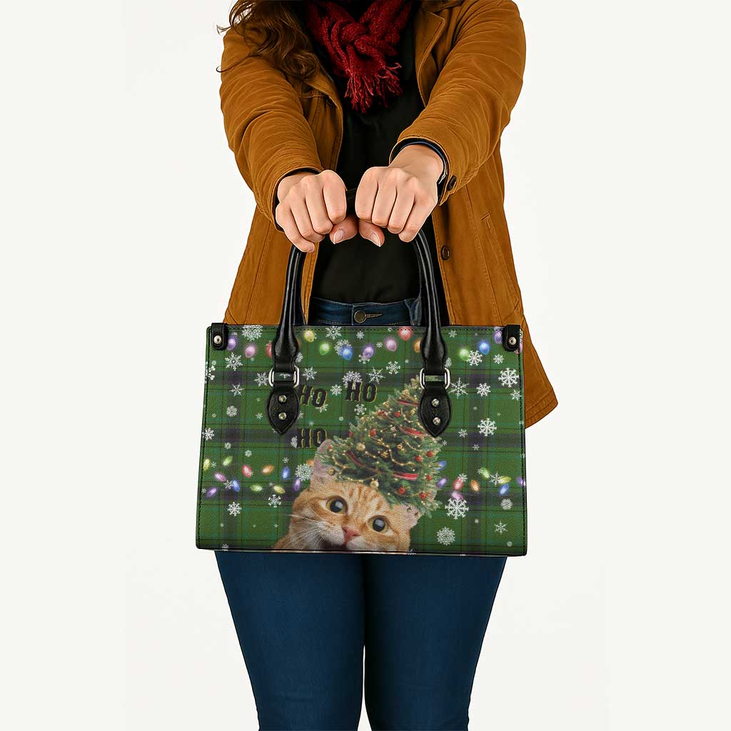 Cat Christmas Tree Leather Bag Xmas Holiday Patterns - Wonder Print Shop