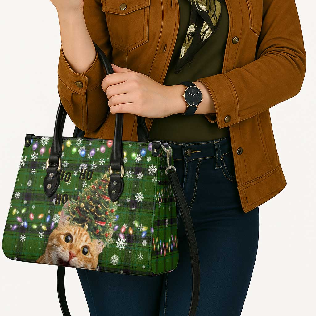 Cat Christmas Tree Leather Bag Xmas Holiday Patterns - Wonder Print Shop