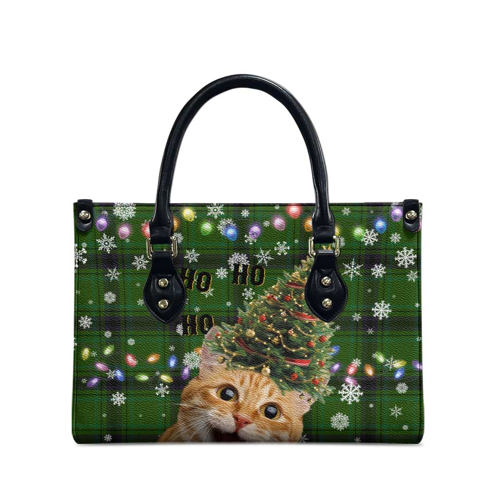 Cat Christmas Tree Leather Bag Xmas Holiday Patterns - Wonder Print Shop