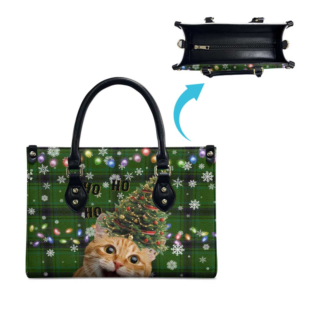 Cat Christmas Tree Leather Bag Xmas Holiday Patterns - Wonder Print Shop