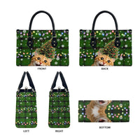Cat Christmas Tree Leather Bag Xmas Holiday Patterns - Wonder Print Shop