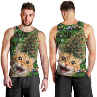 Cat Christmas Tree Men Tank Top Xmas Holiday Patterns - Wonder Print Shop