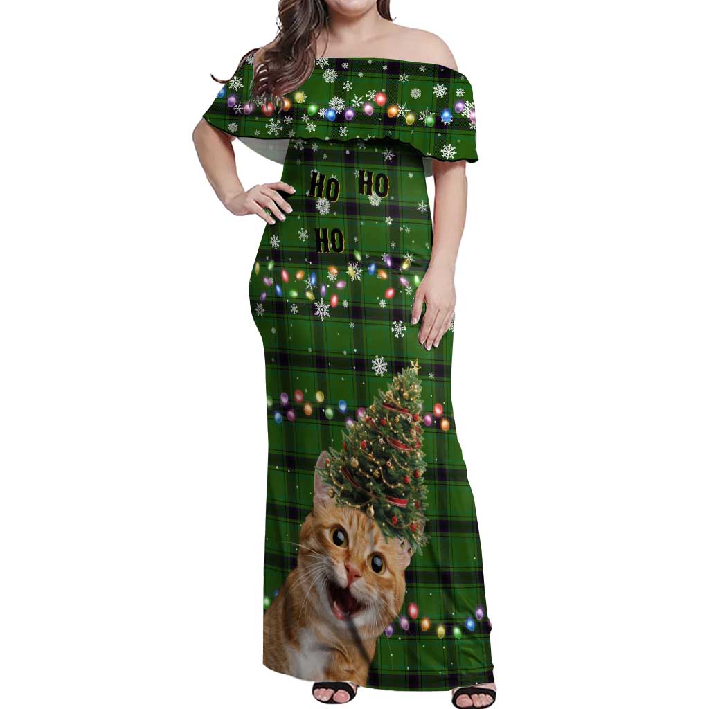 Cat Christmas Tree Off Shoulder Maxi Dress Xmas Holiday Patterns - Wonder Print Shop