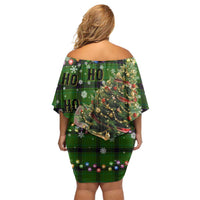 Cat Christmas Tree Off Shoulder Short Dress Xmas Holiday Patterns - Wonder Print Shop