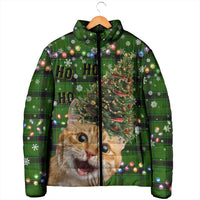 Cat Christmas Tree Padded Jacket Xmas Holiday Patterns - Wonder Print Shop
