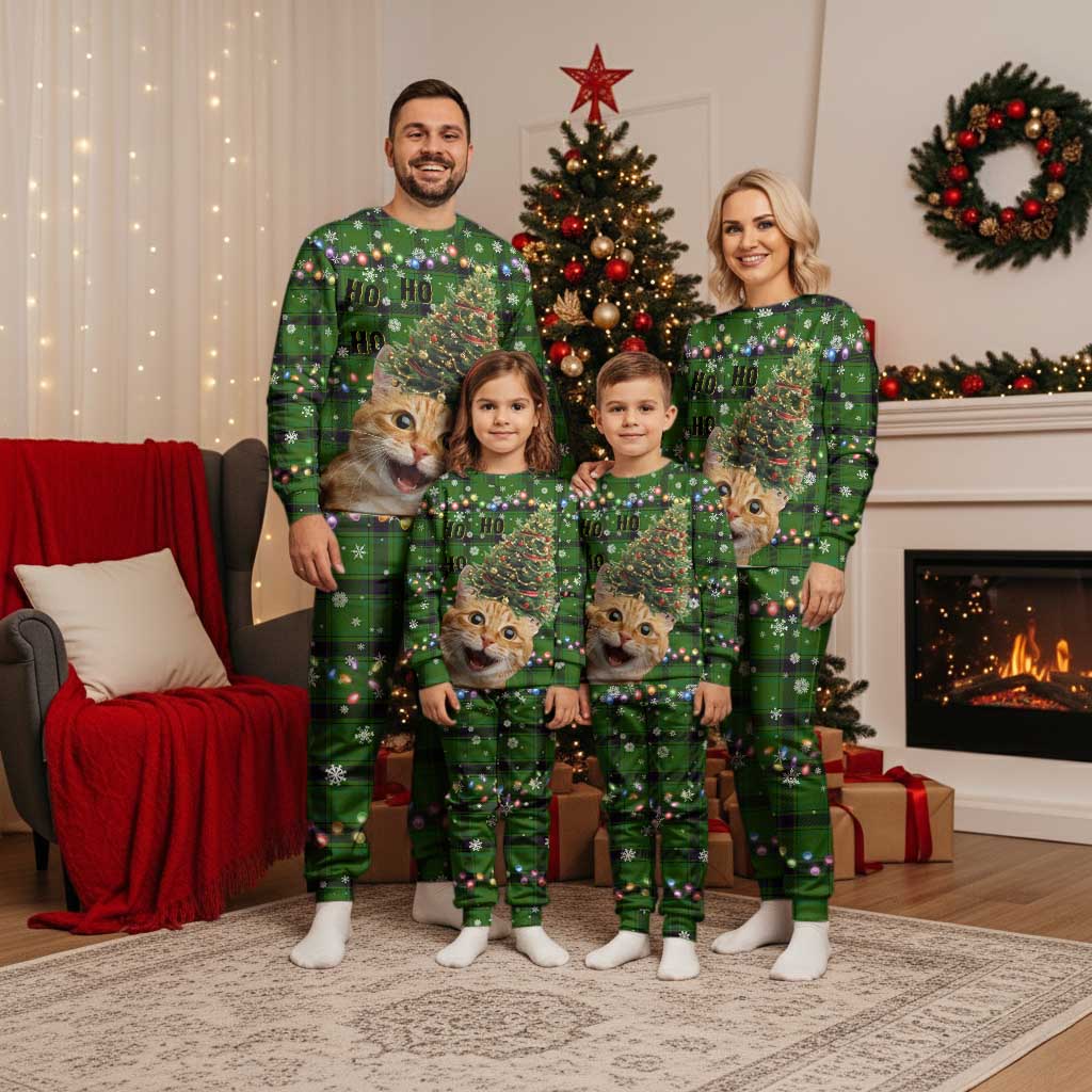 Cat Christmas Tree Christmas Pajama Set Xmas Holiday Patterns - Wonder Print Shop