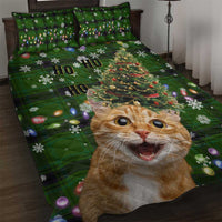 Cat Christmas Tree Quilt Bed Set Xmas Holiday Patterns - Wonder Print Shop
