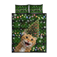 Cat Christmas Tree Quilt Bed Set Xmas Holiday Patterns - Wonder Print Shop