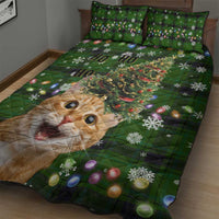 Cat Christmas Tree Quilt Bed Set Xmas Holiday Patterns - Wonder Print Shop