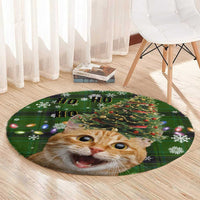 Cat Christmas Tree Round Carpet Xmas Holiday Patterns - Wonder Print Shop