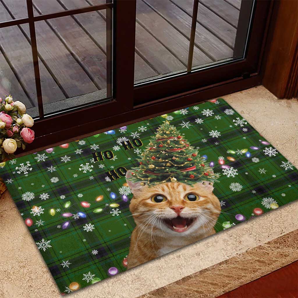 Cat Christmas Tree Rubber Doormat Xmas Holiday Patterns - Wonder Print Shop
