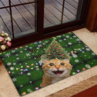 Cat Christmas Tree Rubber Doormat Xmas Holiday Patterns - Wonder Print Shop